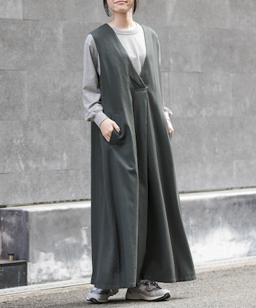 FORK&SPOON　フロントタックフレアワンピース