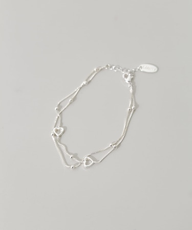 ハートモチーフレイヤードブレスレット