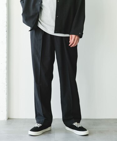 『イージーケア／速乾／UVカット』クイックドライ 2タック ワイドトラウザー