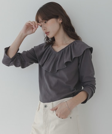 『WEB限定』フリルカラーテレコプルオーバー