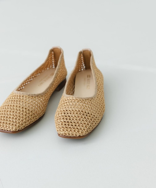 『MADE IN JAPAN』 スクエアメッシュフラットシューズ
