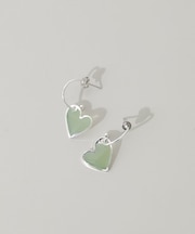 カラーハートメタルフープピアス