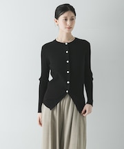 『WEB限定』パールボタンワイドリブカーディガン