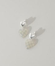 ブロックチェックハートイヤリング