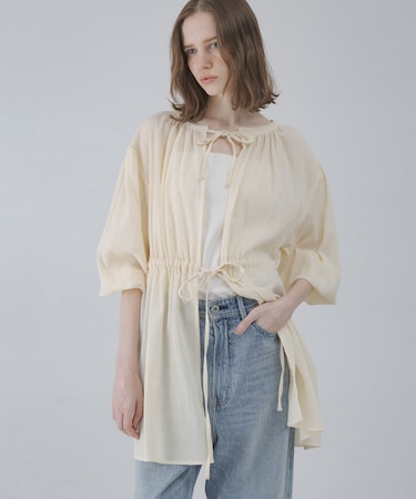 『WEB限定』フロントリボン楊柳ブラウス