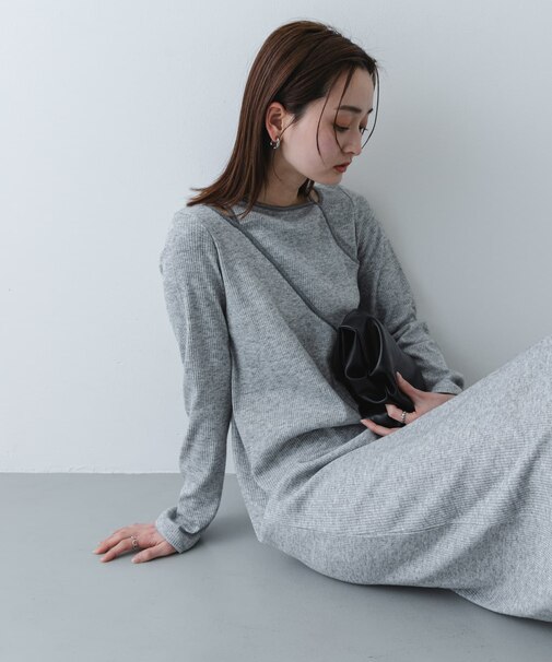 レイヤードデザインリブワンピース