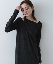 レイヤードデザインリブワンピース