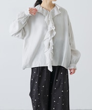 リネンフリルカラーシャツ