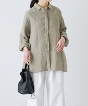 『ユニセックス』ドライリネンボックスシャツ