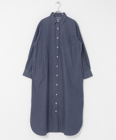 ライトコットンデニムシャツワンピース