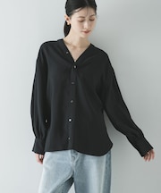 ブロードカラーレスブラウス