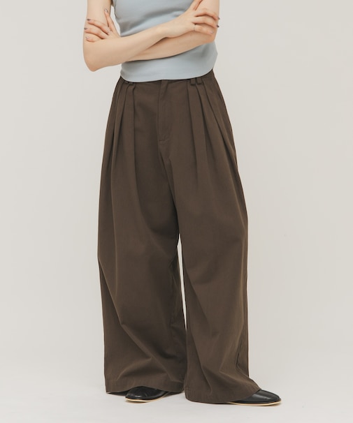 タックデザインツイルパンツ