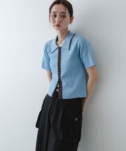 バイカラーエリツキホックニット