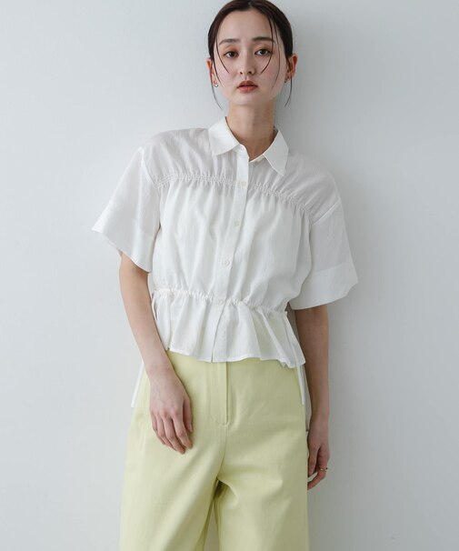 クロップドペプラムシャーリングシャツ