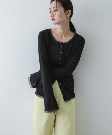 チュールシアーレイヤードカットカーディガン