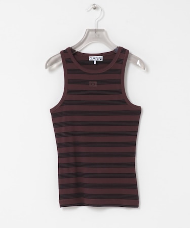 GANNI　SOFT COTTON RIB TANK TOP