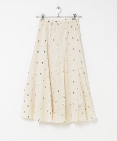 小柄ダマスクプリントフレアスカート