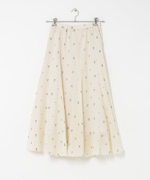 小柄ダマスクプリントフレアスカート