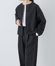 『セットアップ対応』 ノーカラーショートジャケット