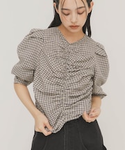 フロントギャザーコンパクトブラウス