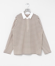 シャツカラーマルチボーダーカットソー