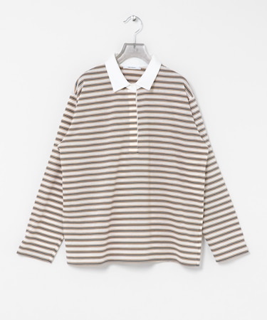 シャツカラーマルチボーダーカットソー