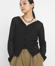 フロントオープンアイレットカットソー