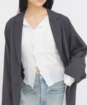 フロントオープンアイレットカットソー