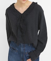 レースフリルワッフルプルオーバー