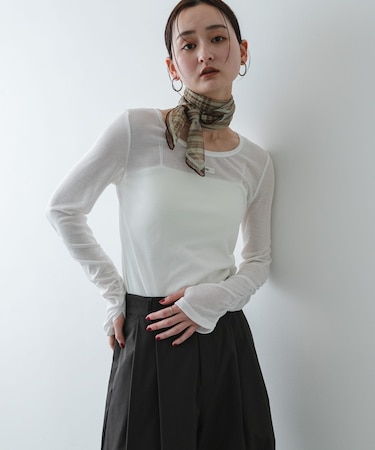 Uネックピスネームシアートップ