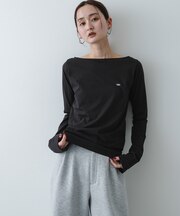 ストレートボートネックシアーTシャツ