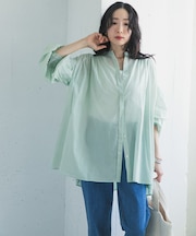 コットンボイルギャザーブラウス