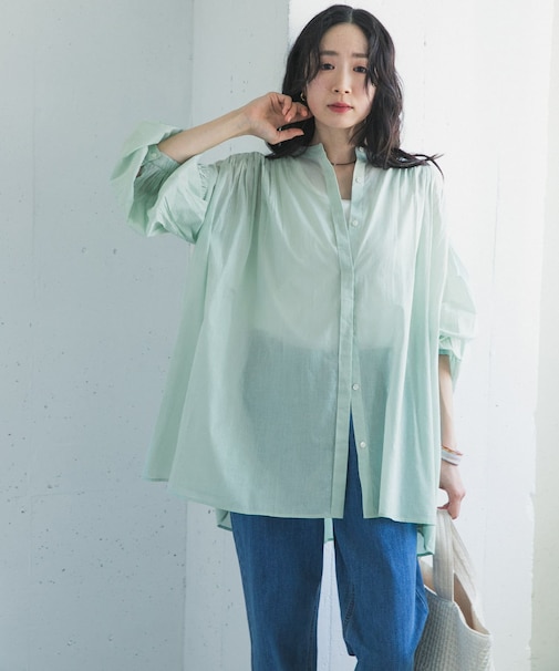 コットンボイルギャザーブラウス