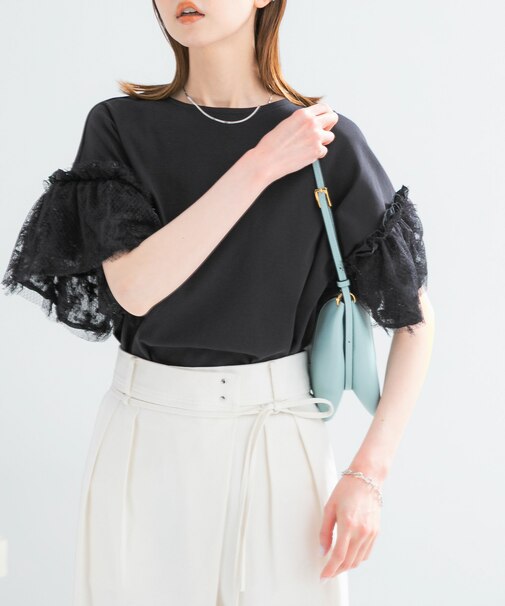 チュールドッキングTEEブラウス