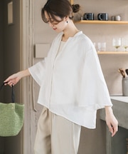 リネンフレアスリーブブラウス