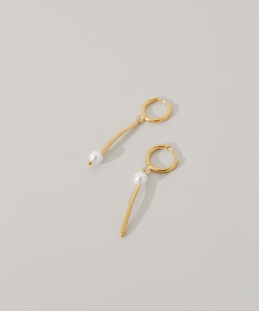 ステンレスアシンメトリーパールピアス