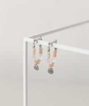 ステンレスシェルモチーフビーズピアス