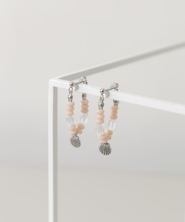 ステンレスシェルモチーフビーズピアス