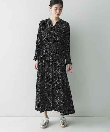 ウエストシャーリングドットワンピース