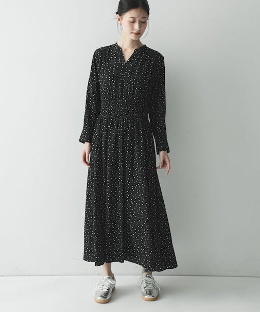 ウエストシャーリングドットワンピース