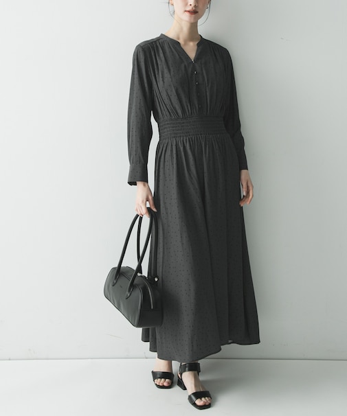 ウエストシャーリングドットワンピース