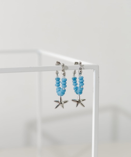 ステンレスモチーフビーズピアス