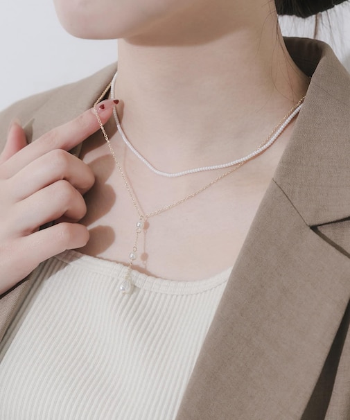 パールビーズ2セットネックレス