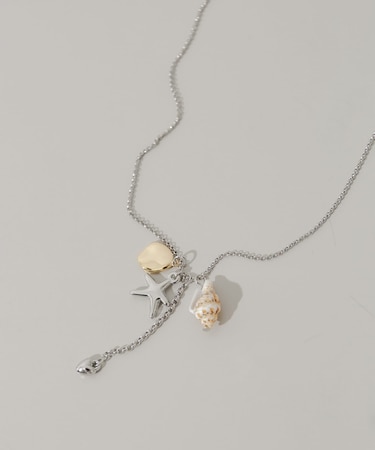 シェルモチーフチャームネックレス