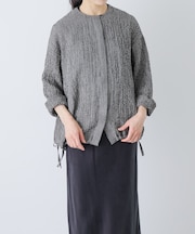 リネンレーヨンチェックシャツカーディガン