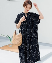 リネンリヨセルドットワンピース