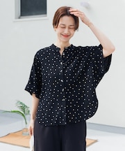 リネンリヨセルドットドルマンシャツ