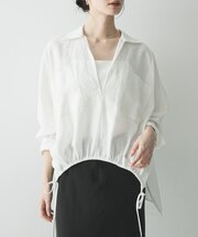 ラミーレーヨンギャザーヘムシャツ