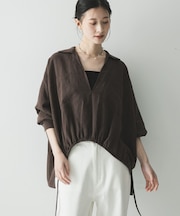 ラミーレーヨンギャザーヘムシャツ