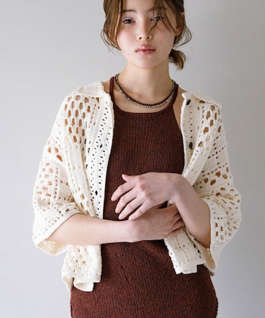 クロシェニットシャツ